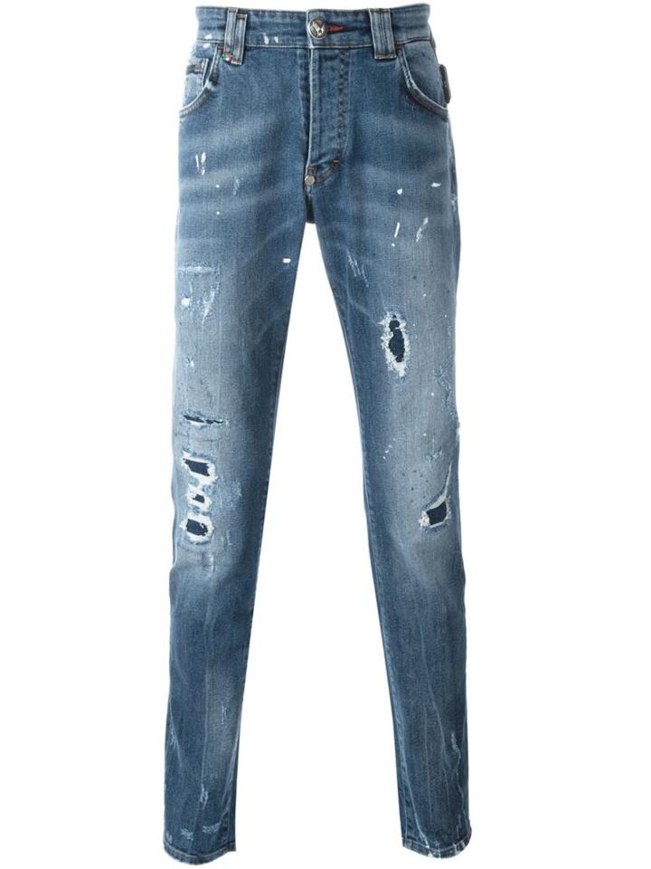 Philipp Plein 'positano' Jeans, Men's, Size: 34, Blue, Cotton/spandex/elastane/polyester