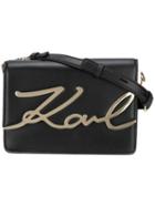 Karl Lagerfeld Logo Plaque Crossbody Bag, Women's, Black, Leather