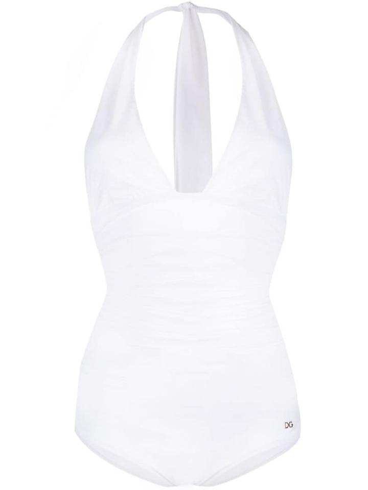 Dolce & Gabbana Halterneck Swimsuit - White