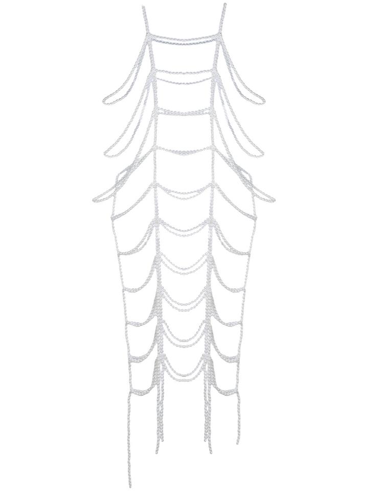 Cristina Savulescu Embellished Pearl Dress - White