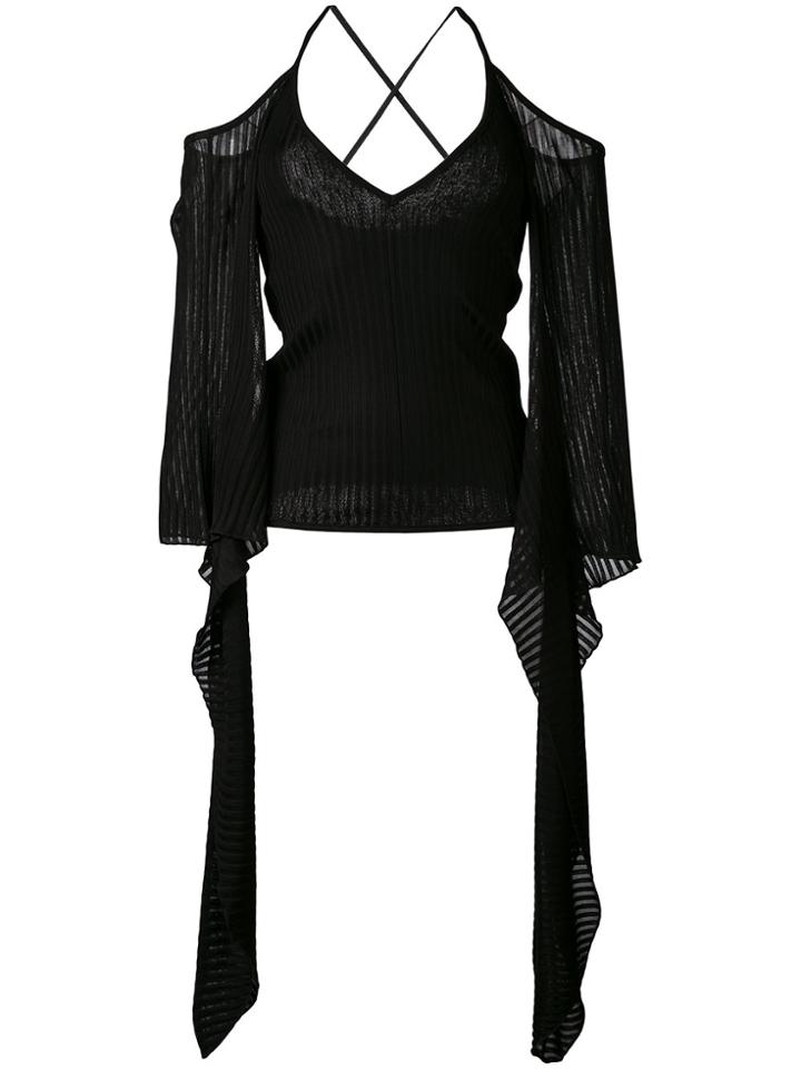 Balmain Ribbed Knitted Top - Black
