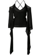 Balmain Ribbed Knitted Top - Black