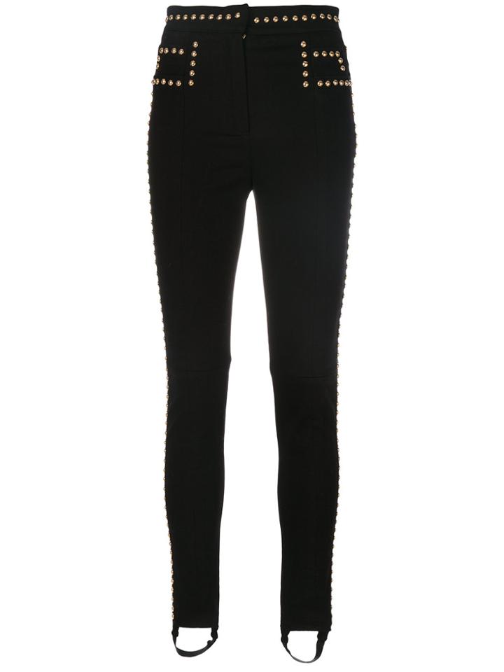 Balmain Studded High Waisted Trousers - Black