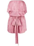 Vix Paula Hermanny Strapless Tie Waist Playsuit - Pink & Purple