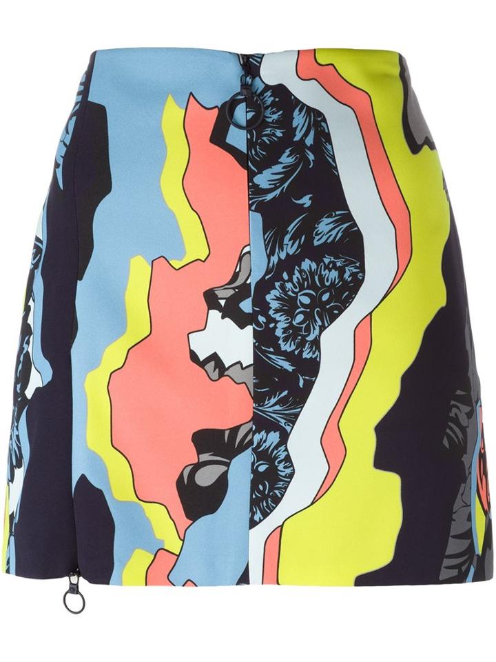 Versace 'jagged Baroque' Skirt, Women's, Size: 42, Blue, Viscose/acetate/silk