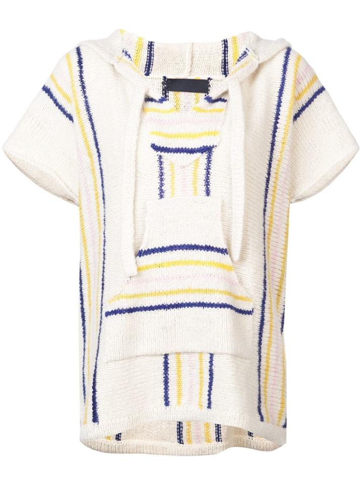 The Elder Statesman Cashmere Baja Poncho - White