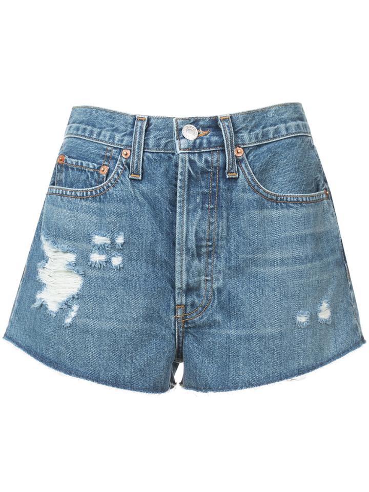 Re/done Distressed Detail Shorts - Blue