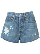 Re/done Distressed Detail Shorts - Blue