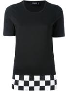 Dsquared2 - Checkered Hem T-shirt - Women - Cotton - M, Black, Cotton