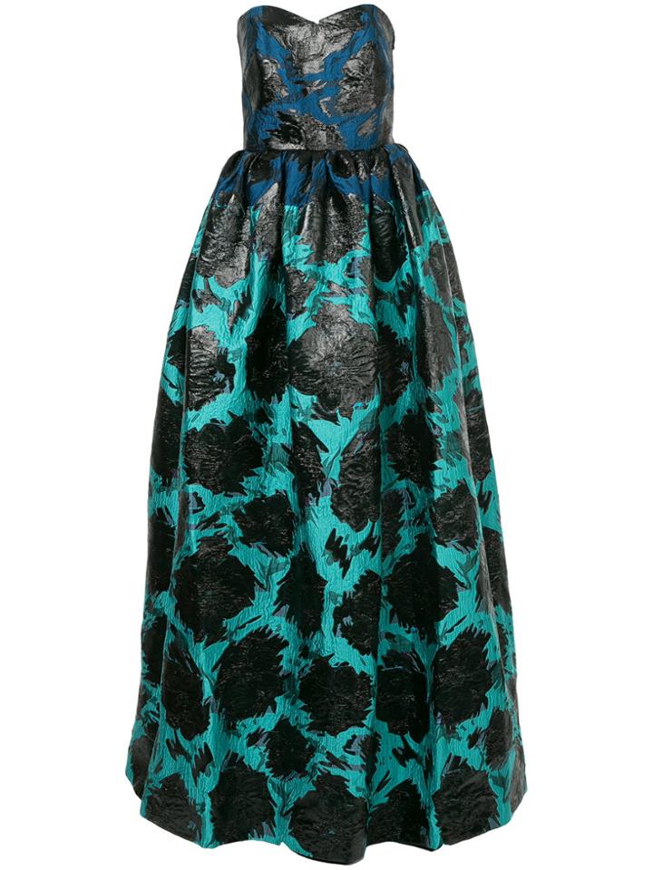 Paule Ka Printed Bustier Gown - Black