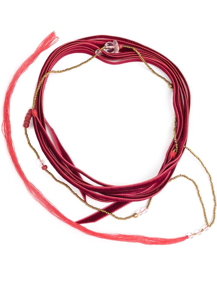 Ann Demeulemeester Long Embellished Necklace - Red