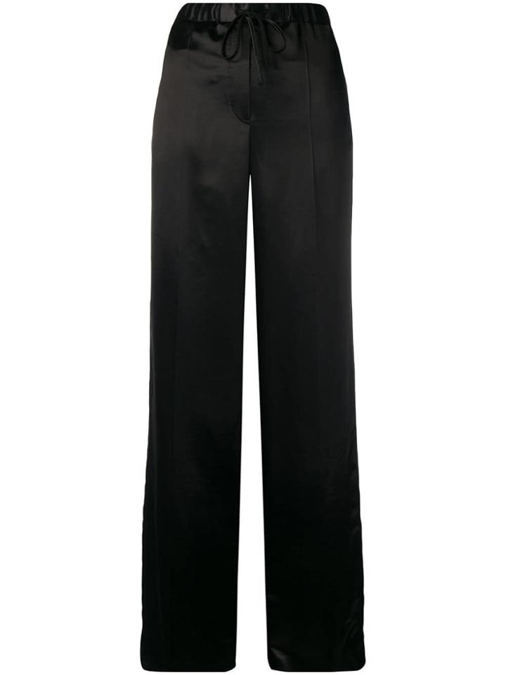 Jil Sander Wide Leg Satin Trousers - Black