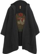 Burberry Crest Jacquard Wool Blend Hooded Cape - Grey