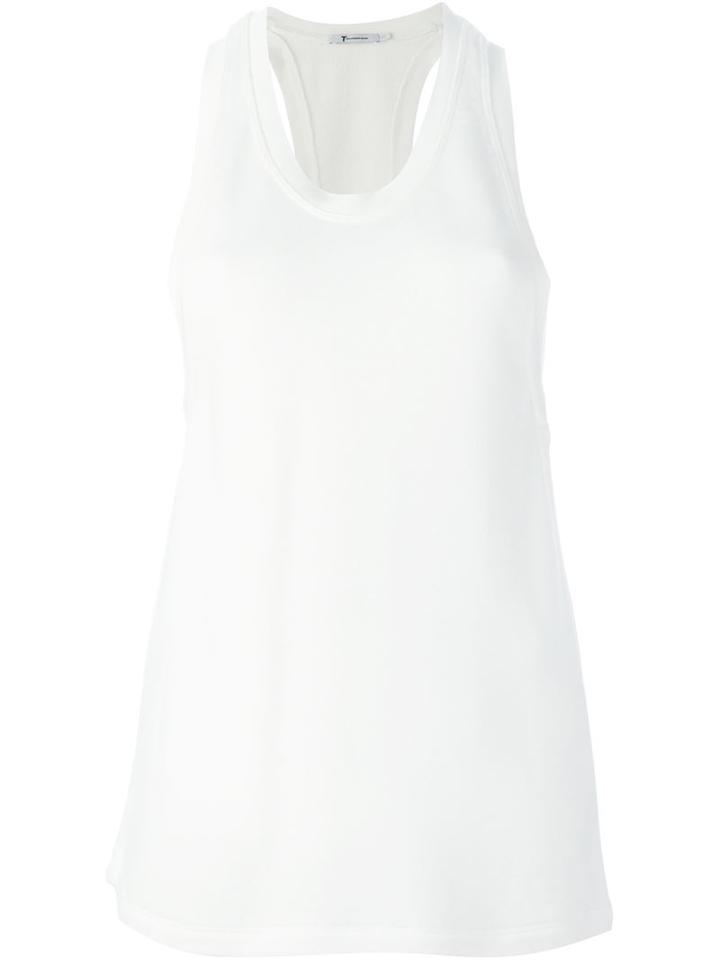 T By Alexander Wang Racerback Tank Top, Women's, Size: Xxs, White, Modal/cotton/polyester