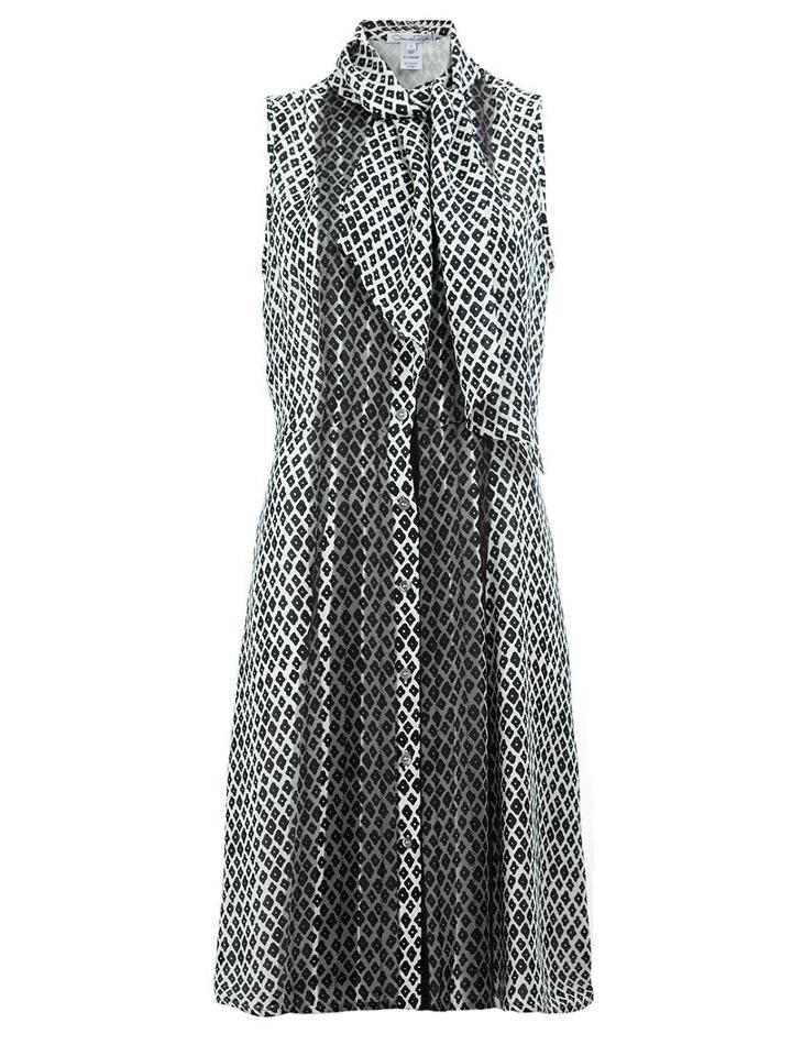 Oscar De La Renta Tied Neck Flared Dress, Women's, Size: 8, Black, Silk