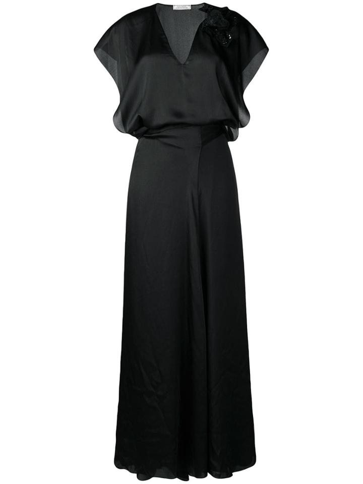Nina Ricci Floral-appliquéd Dress - Black
