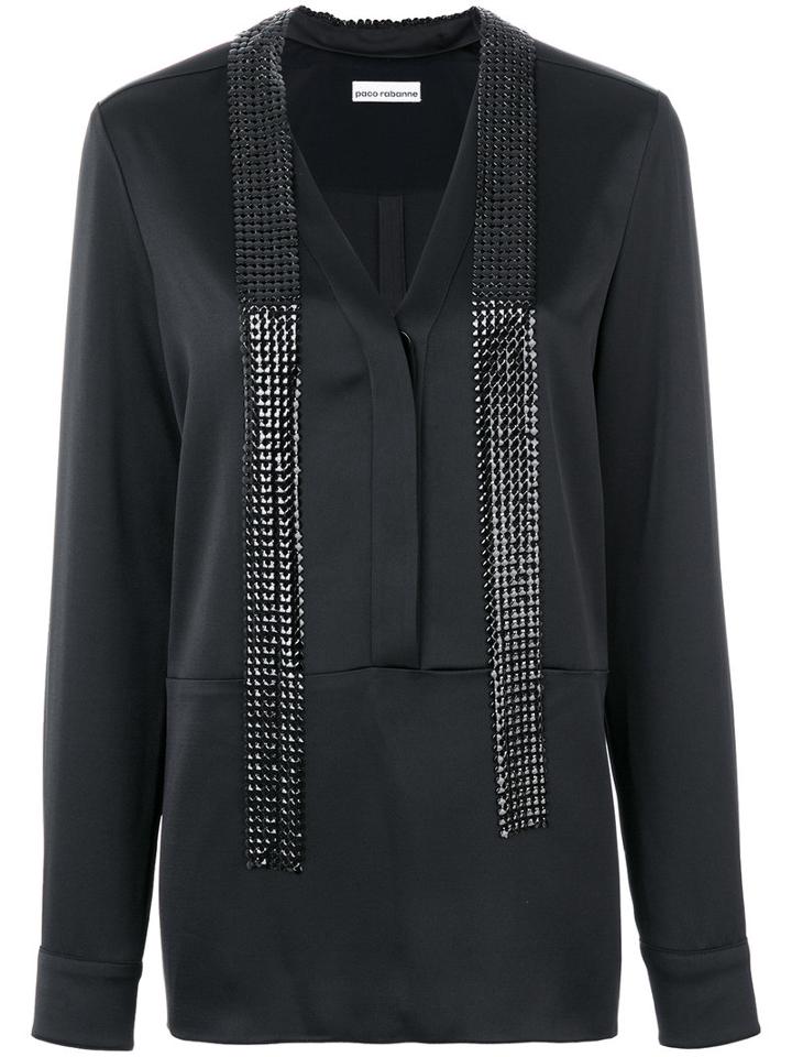 Paco Rabanne - Long Embellished Blouse - Women - Silk/acetate/viscose/aluminium - 32, Black, Silk/acetate/viscose/aluminium