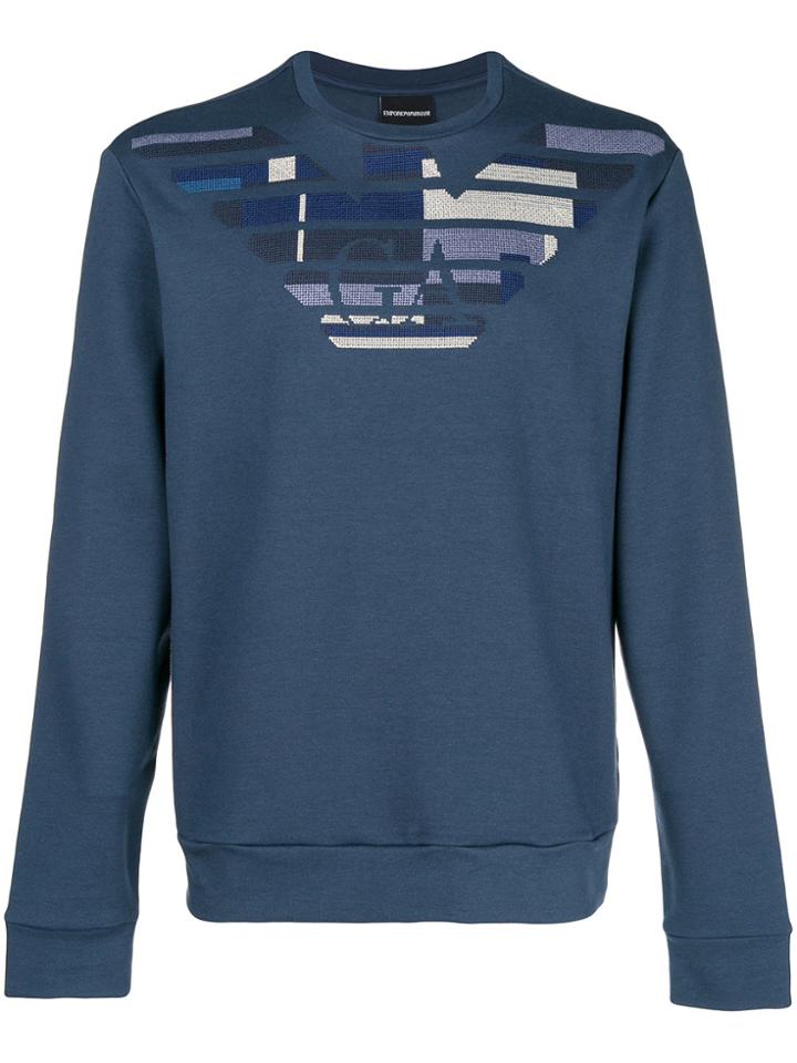 Emporio Armani Pattern Logo Sweatshirt - Blue