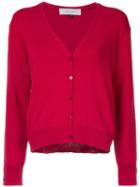Le Ciel Bleu - Button Detail Cardigan - Women - Polyester/rayon - 36, Red, Polyester/rayon