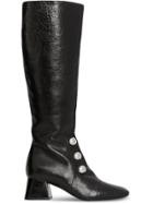 Burberry Stud Detail Leather Knee-high Boots - Black