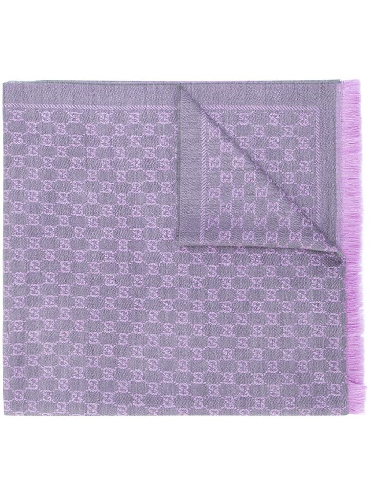 Gucci Gg Jacuard Shawl - Pink & Purple