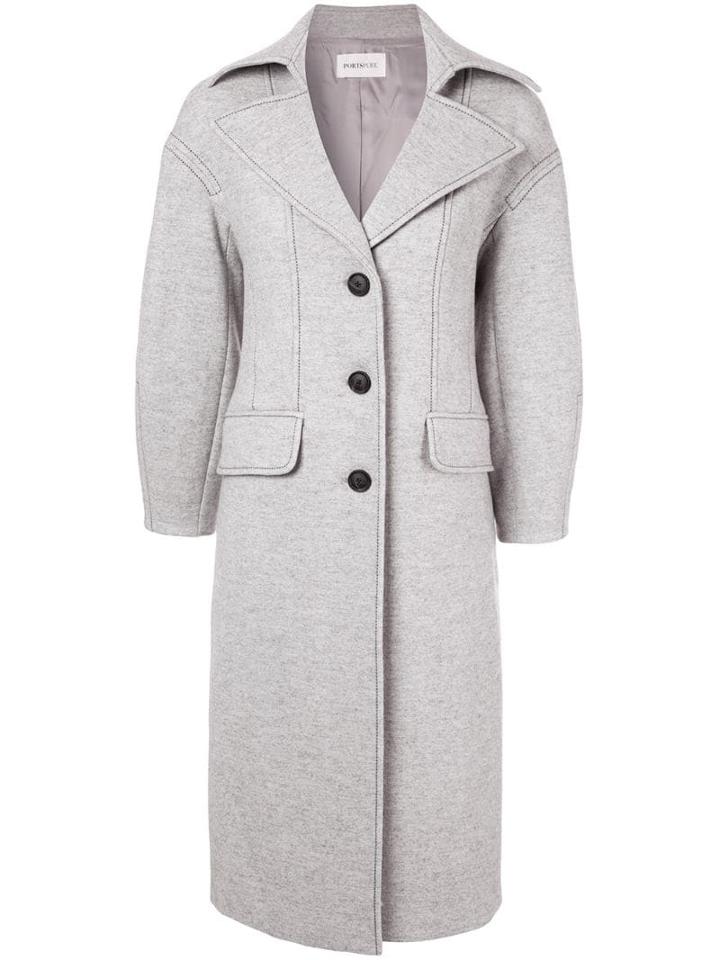 Portspure Contrast Stitching Coat - Grey