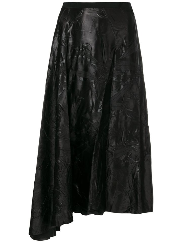 Maison Margiela Leaf Embossed Asymmetric Midi Skirt - Black