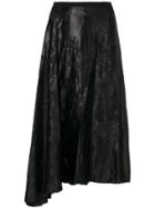 Maison Margiela Leaf Embossed Asymmetric Midi Skirt - Black