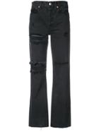 Re/done Distressed High Waisted Jeans - Black