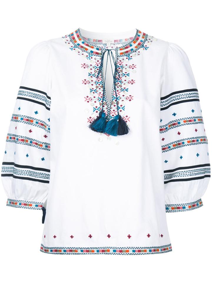 Talitha - Zoya Embroidered Peasant Blouse - Women - Cotton - Xs, White, Cotton
