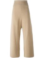 Stella Mccartney Ribbed High Waist Trousers, Women's, Size: 40, Nude/neutrals, Virgin Wool