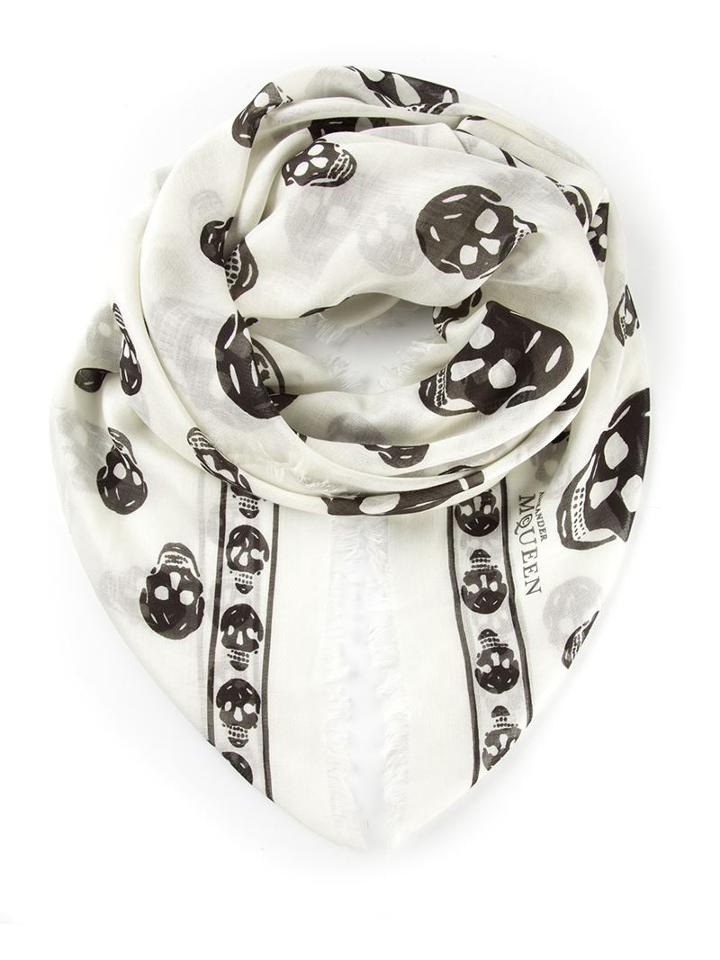 Alexander Mcqueen 'skull' Scarf, Men's, White, Modal/silk