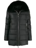 Moorer Fur Collar Coat - Black