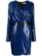 Blumarine Sequinned Wrap Dress - Blue