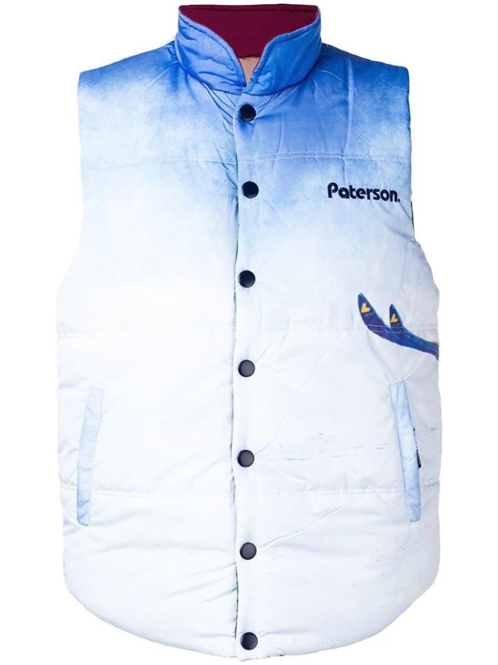 Paterson. Sleeveless Button Up Jacket - Blue