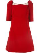 Dolce & Gabbana Puffy Shoulder Sleeve Dress, Women's, Size: 46, Red, Silk/spandex/elastane/virgin Wool