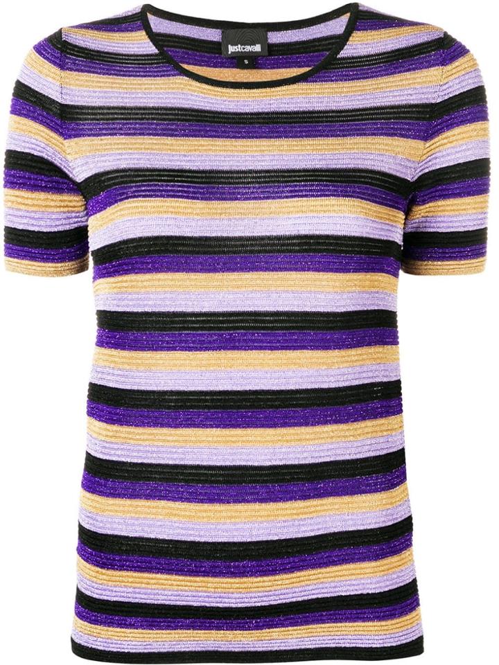 Just Cavalli Sparkly Knit Striped T-shirt - Purple