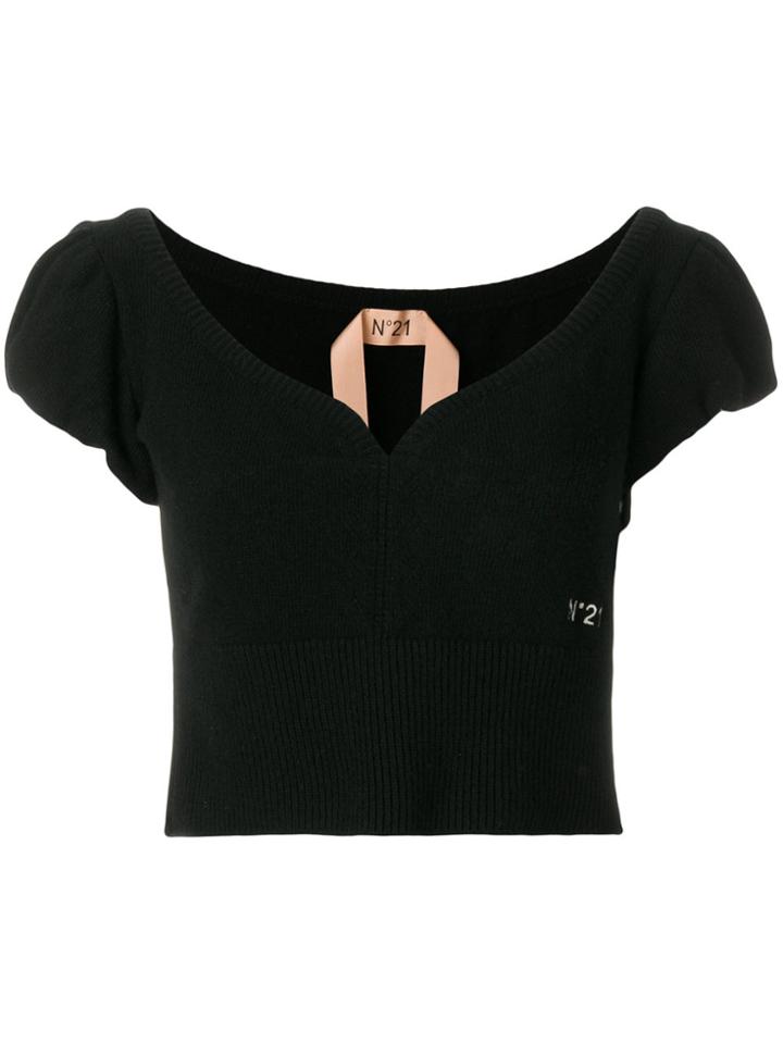 No21 Knitted Cropped Top - Black