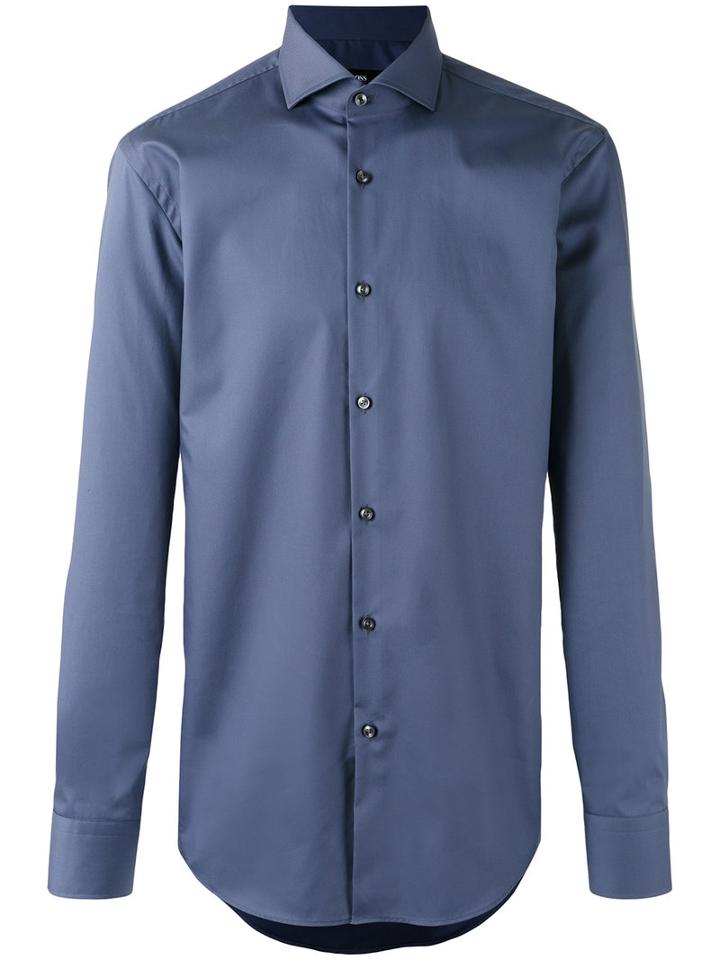 Boss Hugo Boss Plain Shirt, Men's, Size: 38, Blue, Cotton