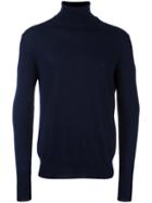 Msgm Roll Neck Jumper, Men's, Size: Large, Blue, Virgin Wool/cupro