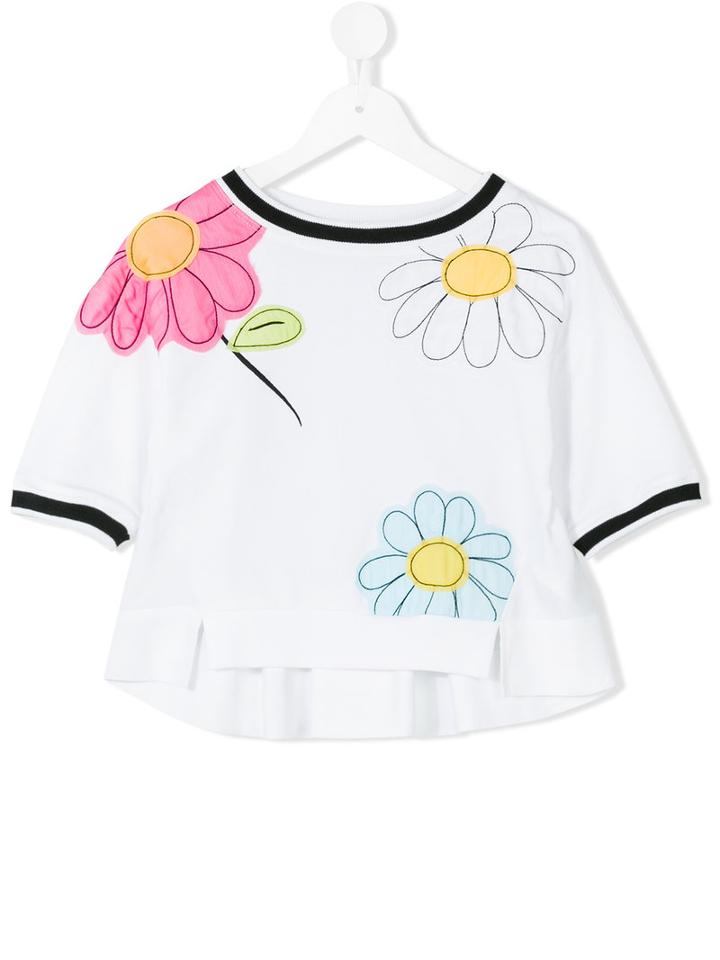 Monnalisa - Embroidered Flower T-shirt - Kids - Cotton/polyester/spandex/elastane/viscose - 8 Yrs, White