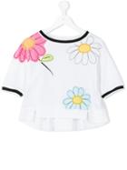 Monnalisa - Embroidered Flower T-shirt - Kids - Cotton/polyester/spandex/elastane/viscose - 8 Yrs, White