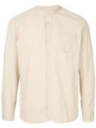 Kent & Curwen Striped Collarless Shirt - Brown