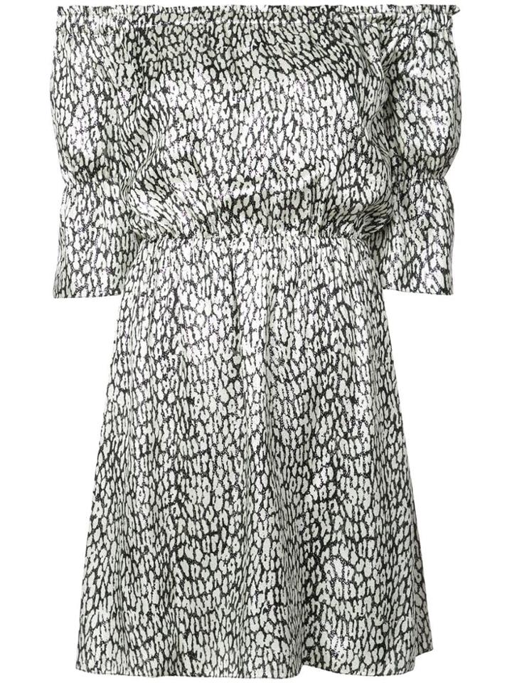 Saint Laurent Printed Off-the-shoulder Dress - Black