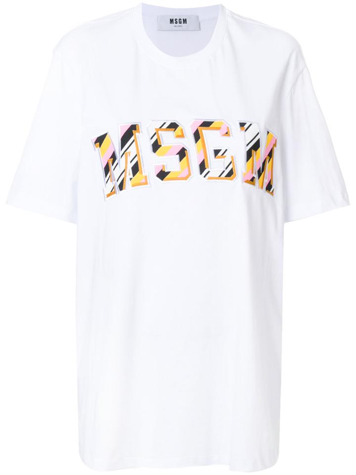 Msgm Front Logo Loose T-shirt - White