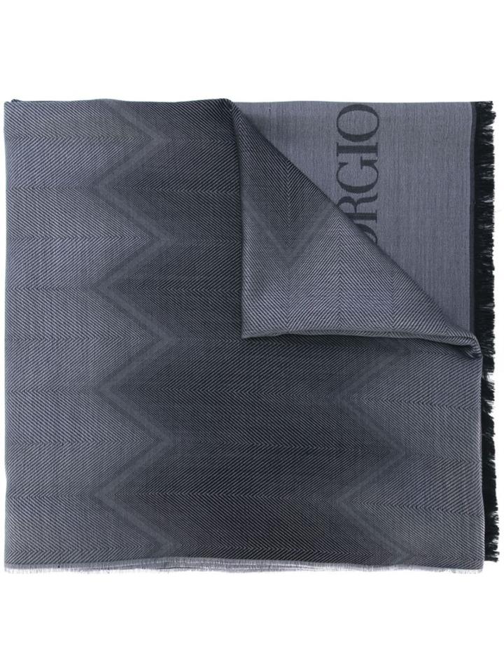 Giorgio Armani Logo Jacquard Scarf, Men's, Grey, Silk/wool