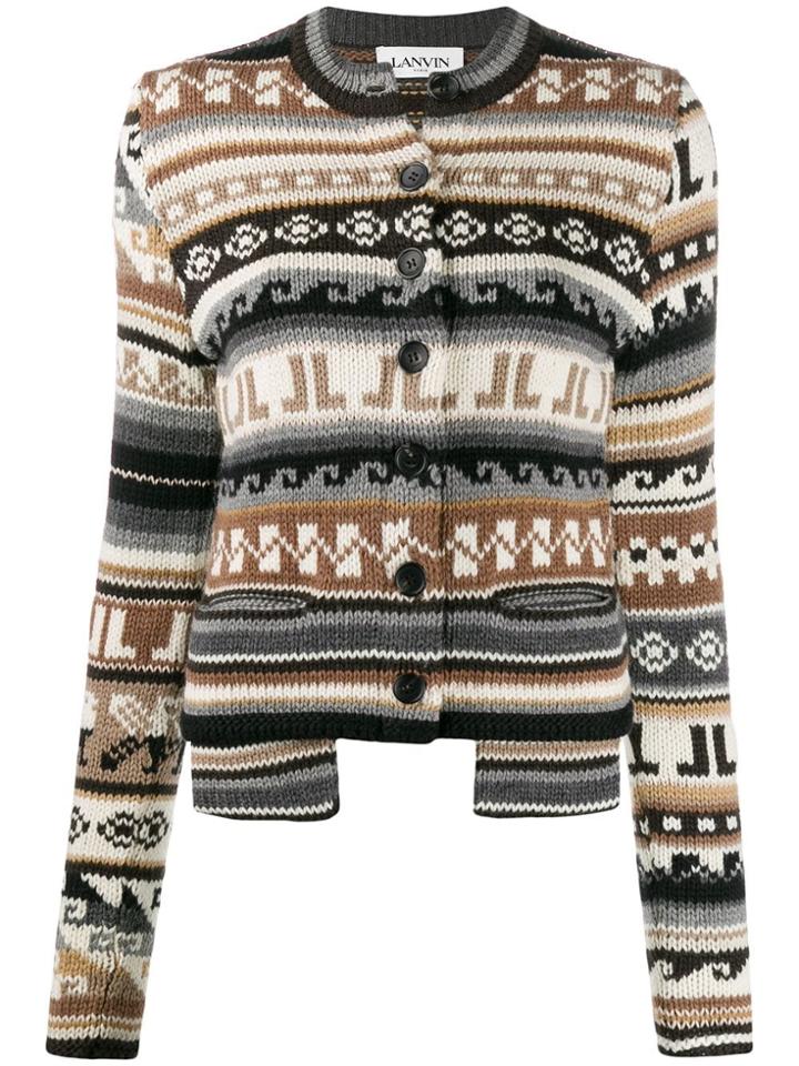 Lanvin Intarsia-knit Cardigan - White