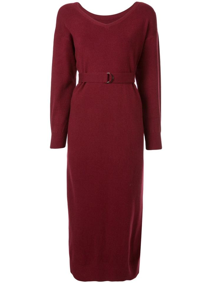 Loveless Belted Midi Dress - Red
