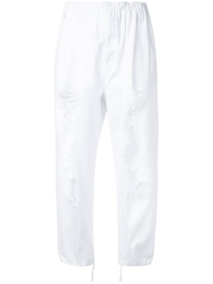 Ikumi Distressed Trousers, Women's, Size: Large, White, Cotton