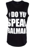Balmain #doyouspeakbalmain Tank Top, Women's, Size: 38, Black, Cotton